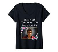 Femme Blessed Carlo Acutis T-shirt The First Millennial Saint Cadeau T-Shirt avec Col en V