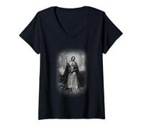 Femme Blessed Virgin Mary Holding Baby Jesus T-Shirt T-Shirt avec Col en V