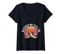 Femme Blessed We Still Do Anniversaire de Mariage Romantique |||- T-Shirt avec Col en V