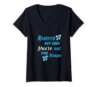 Femme Bleu Color Haters Act Like They Don't Know Blue Graphic T-Shirt avec Col en V
