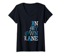 Femme Bleu Color in My Own Lane Blue Graphic T-Shirt avec Col en V