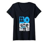 Femme Bleu No Time For That Blue Graphic T-Shirt avec Col en V