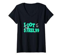 Femme Bleu Sarcelle Clair Aqua Color Got It for Free Teal Aqua T-Shirt avec Col en V