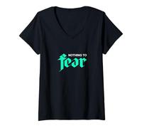 Femme Bleu Sarcelle Clair Aqua Color Nothing to Fear Light Teal Aqua T-Shirt avec Col en V