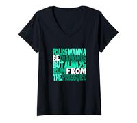Femme Bleu Sarcelle Clair Aqua Diamonds Don't Run from Pressure Teal Aqua T-Shirt avec Col en V