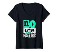 Femme Bleu sarcelle clair Aqua Graphic No Time For That Light Teal Aqua Graphic T-Shirt avec Col en V