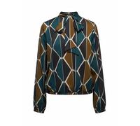 femme bleue 1one - oscar blusa jabot geometrique macro satin - multicolore MULTICOLOR 46