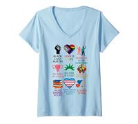Femme BLM Human Rights Feminism Trans Science Books LGBTQ Kindness T-Shirt avec Col en V