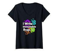 Femme Blockchain Developer Funny I Write Immutable Bugs T-Shirt avec Col en V