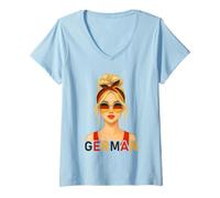 Femme Blond German Girl Germany Flag German Girlfriend Wife T-Shirt avec Col en V