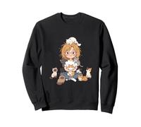 Femme Blonde de Dessin animé entourée de Chats Amant Chat Maman Sweatshirt