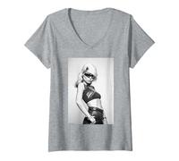 Femme Blondie Debbie Harry New Wave Appelle-Moi Allan Ballard T-Shirt avec Col en V