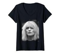 Femme Blondie Debbie Harry Post-The Hunter par David Corio T-Shirt avec Col en V