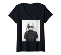 Femme Blondie New Wave Debbie Harry Pop Singer par Allan Ballard T-Shirt avec Col en V
