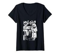 Femme Blondie Punk Zine Collage Vintage Band T-Shirt avec Col en V
