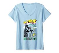 Femme Blondie Retro Giant Ape Comic Vintage Band T-Shirt avec Col en V