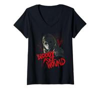 Femme Bloody Axe Wound Mask T-Shirt avec Col en V