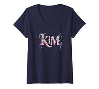 Femme Bloomcore Kim Prénom personnalisé Girl Nametag My Garden T-Shirt avec Col en V