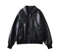 Femme Blouson Cuir Biker Veste Motard Jacket Bombers Aviateur Léger Manteau Décontracté Veste en Cuir PU Bombers Moto Blouson Simili Cuir Biker Zippé Moto Blouson Manteau Jacket Cardigan Pas Cher