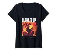 Femme Blow It Up Champignon Nuage Weirdcore Apocalyptic Doomer Humeur T-Shirt avec Col en V
