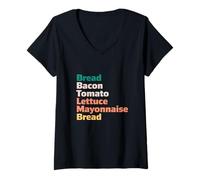 Femme BLT Sandwich Bacon Laitue Tomate T-Shirt avec Col en V
