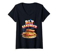 Femme BLT Sandwich Meme Bootleg Rap Style années 90 Vintage Drôle T-Shirt avec Col en V