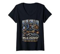 Femme Blue Collar Daddy, Ouvrier en col Bleu, Classe ouvrière T-Shirt avec Col en V