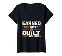 Femme Blue Collar Lifestyle Collier Bleu Pride Working Class T-Shirt avec Col en V