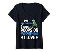 Femme Blue Crown Conure Owner Poops Conure Couronne Bleue T-Shirt avec Col en V