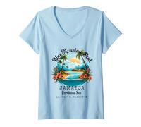 Femme Blue Mountain Peak Jamaïque Île des Caraïbes Souvenir T-Shirt avec Col en V