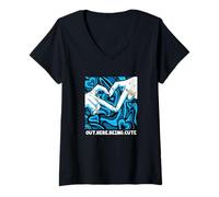 Femme Blue Out Here Being Cute Blue Graphic T-Shirt avec Col en V