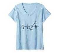 Femme Bluegrass Music Heartbeat Banjo T-Shirt avec Col en V