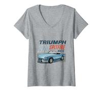 Femme BMH Triumph Spitfire MkIII Retro 1970 Voiture de Sport T-Shirt avec Col en V
