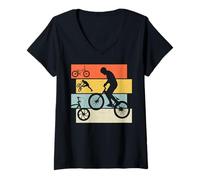 Femme BMX Vélo Velo Cycliste Cyclisme Enfant garçon Retro T-Shirt avec Col en V