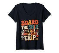 Femme Board The Ship It's Our Anniversary Trip |- T-Shirt avec Col en V
