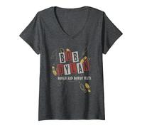 Femme Bob Dylan - L.R T-Shirt avec Col en V, Chiné Foncé, XL