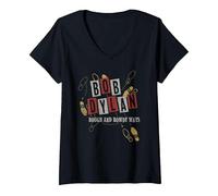 Femme Bob Dylan - L.R T-Shirt avec Col en V, Noir, L