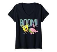Femme Bob l'éponge Boom Friends Forever Good Time Classic T-Shirt avec Col en V