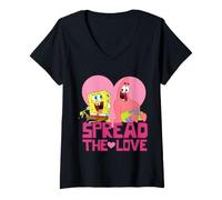 Femme Bob l'éponge et Patrick répandent l'amour T-Shirt avec Col en V