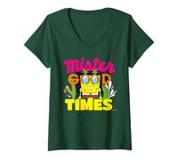 Femme Bob l'éponge Good Times Party Animal Classique des années 90 T-Shirt avec Col en V