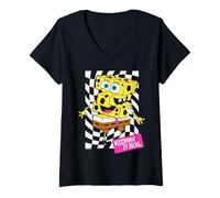 Femme Bob l'éponge - Keepin It Real, Noir T-Shirt avec Col en V