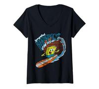 Femme Bob l'éponge Officiel Ripping up The Ocean T-Shirt avec Col en V