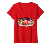 Femme Bob l'éponge Patrick Friend Fun Day Out Classic années 90 T-Shirt avec Col en V