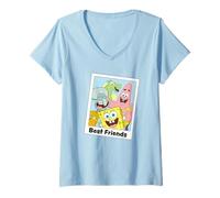 Femme Bob l'éponge rétro Best Friends Squidward Patrick T-Shirt avec Col en V
