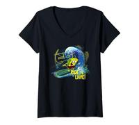 Femme Bob l'éponge Ride The Wave Surf Fun Fun 90s Classic T-Shirt avec Col en V