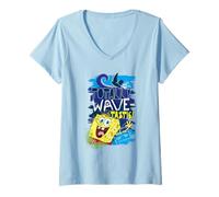 Femme Bob l'éponge Squarepants d'été années 90 Vagues de Surf Amusants Cadeaux rétro T-Shirt avec Col en V