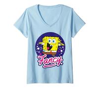 Femme Bob l'éponge Squarepants Fancy Friend Comedy Show Classique Années 90 T-Shirt avec Col en V