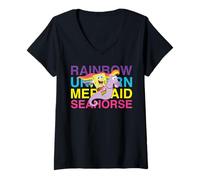 Femme Bob l'éponge Squarepants Rainbow Unicorn Mermaid Pride Classic T-Shirt avec Col en V