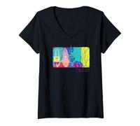 Femme Bob l'éponge Squarepants Summer Surf Plage Vacances Fun Rétro T-Shirt avec Col en V