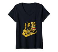 Femme Bob Marley Positive Vibrations Football T-Shirt avec Col en V